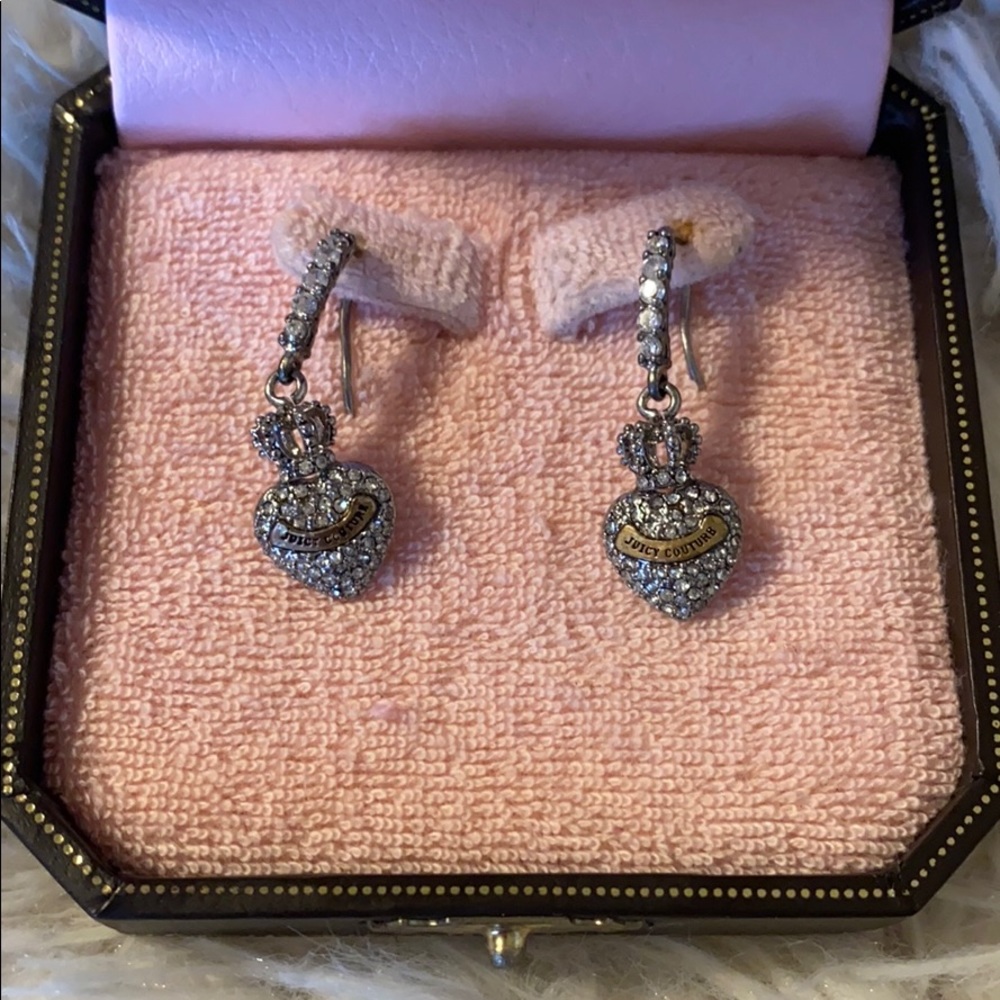 Juicy Couture silver heart drop earrings